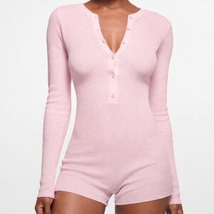 SKIMS Light Pink Long Sleeve Romper